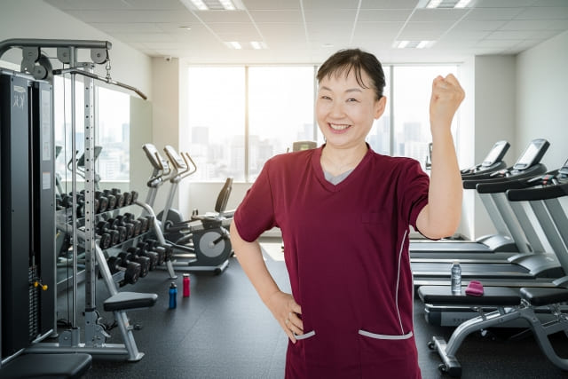 フィットネスジムの女性スタッフ